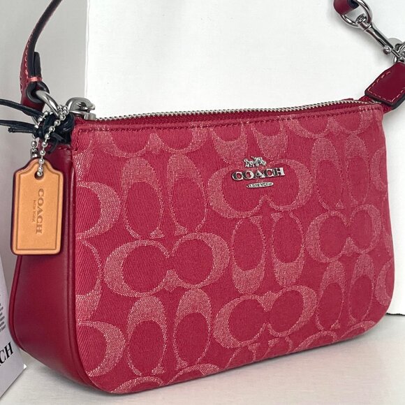 Coach Nolita 19 Signature Denim Leather Wristlet True Red CCZ48 - Picture 3 of 13